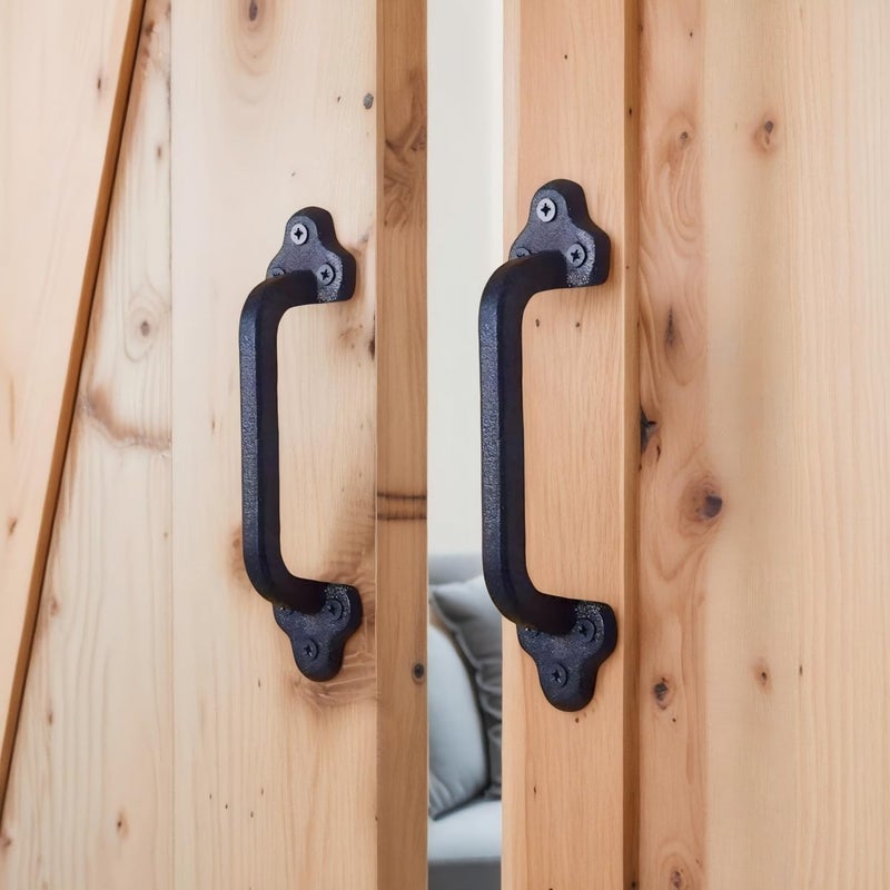 TSMIMTS 9 Inch Barn Door Handles, Heavy Duty Rustic Design Barn Door Pull, for DIY Sliding Barn Door, Gate, Shed, Garage | Solid Metal Material, Matte Black - Image 2